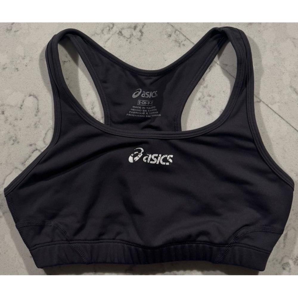 ASICS Womens Sports Bra Small Gray Racerback Medium Support Running Training Gym